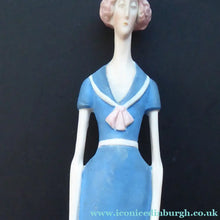 Load image into Gallery viewer, Very Rare Antique Bisque Porcelain SKINNY or Elongated  Figurine by Schafer &amp; Vater: BLACKPOOL MERMAID
