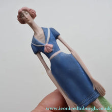 Load image into Gallery viewer, Very Rare Antique Bisque Porcelain SKINNY or Elongated  Figurine by Schafer &amp; Vater: BLACKPOOL MERMAID
