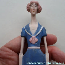 Load image into Gallery viewer, Very Rare Antique Bisque Porcelain SKINNY or Elongated  Figurine by Schafer &amp; Vater: BLACKPOOL MERMAID
