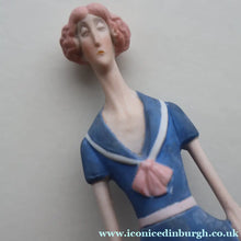 Load image into Gallery viewer, Very Rare Antique Bisque Porcelain SKINNY or Elongated  Figurine by Schafer &amp; Vater: BLACKPOOL MERMAID
