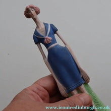 Load image into Gallery viewer, Very Rare Antique Bisque Porcelain SKINNY or Elongated  Figurine by Schafer &amp; Vater: BLACKPOOL MERMAID
