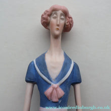 Load image into Gallery viewer, Very Rare Antique Bisque Porcelain SKINNY or Elongated  Figurine by Schafer &amp; Vater: BLACKPOOL MERMAID
