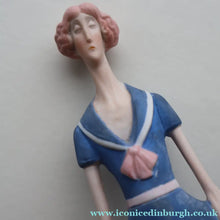 Load image into Gallery viewer, Very Rare Antique Bisque Porcelain SKINNY or Elongated  Figurine by Schafer &amp; Vater: BLACKPOOL MERMAID
