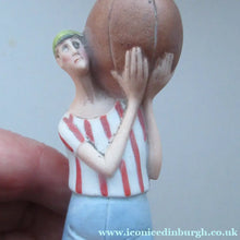 Load image into Gallery viewer, Very Rare Antique Bisque Porcelain SKINNY or Elongated Figurine by Schafer &amp; Vater: FOOTBALLER - Schafer &amp; Vater
