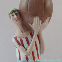 Load image into Gallery viewer, Antique Bisque Porcelain SKINNY or Elongated Figurine by Schafer &amp; Vater: FOOTBALLER
