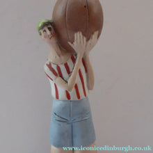 Load image into Gallery viewer, Antique Bisque Porcelain SKINNY or Elongated Figurine by Schafer &amp; Vater: FOOTBALLER
