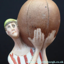 Load image into Gallery viewer, Antique Bisque Porcelain SKINNY or Elongated Figurine by Schafer &amp; Vater: FOOTBALLER
