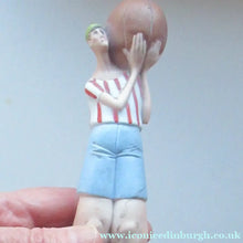 Load image into Gallery viewer, Very Rare Antique Bisque Porcelain SKINNY or Elongated Figurine by Schafer &amp; Vater: FOOTBALLER - Schafer &amp; Vater
