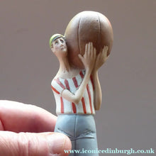 Load image into Gallery viewer, Antique Bisque Porcelain SKINNY or Elongated Figurine by Schafer &amp; Vater: FOOTBALLER
