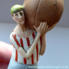 Load image into Gallery viewer, Antique Bisque Porcelain SKINNY or Elongated Figurine by Schafer &amp; Vater: FOOTBALLER
