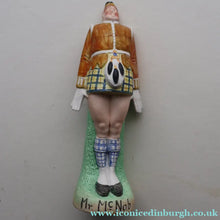 Load image into Gallery viewer, Very Rare Antique Bisque Porcelain SKINNY or Elongated  Figurine by Schafer &amp; Vater: MR MCNAB (Scotsman In Mini Kilt)
