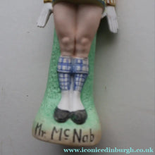 Load image into Gallery viewer, Very Rare Antique Bisque Porcelain SKINNY or Elongated  Figurine by Schafer &amp; Vater: MR MCNAB (Scotsman In Mini Kilt)
