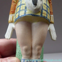 Load image into Gallery viewer, Very Rare Antique Bisque Porcelain SKINNY or Elongated Figurine by Schafer &amp; Vater: MR MCNAB (Scotsman In Mini Kilt) 
