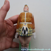 Load image into Gallery viewer, Very Rare Antique Bisque Porcelain SKINNY or Elongated  Figurine by Schafer &amp; Vater: MR MCNAB (Scotsman In Mini Kilt)
