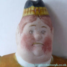Load image into Gallery viewer, Very Rare Antique Bisque Porcelain SKINNY or Elongated Figurine by Schafer &amp; Vater: MR MCNAB (Scotsman In Mini Kilt) 
