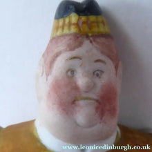 Load image into Gallery viewer, Very Rare Antique Bisque Porcelain SKINNY or Elongated Figurine by Schafer &amp; Vater: MR MCNAB (Scotsman In Mini Kilt) 
