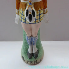 Load image into Gallery viewer, Very Rare Antique Bisque Porcelain SKINNY or Elongated Figurine by Schafer &amp; Vater: MR MCNAB (Scotsman In Mini Kilt) 
