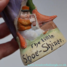 Load image into Gallery viewer, Very Rare Antique Bisque Porcelain SKINNY or Elongated  Figurine by Schafer &amp; Vater: THE LITTLE SHOE SHINER
