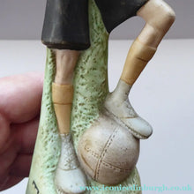 Load image into Gallery viewer, Very Rare Antique Bisque Porcelain SKINNY or Elongated Figurine by Schafer &amp; Vater: THE VICTOR (Footballer) 
