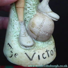 Load image into Gallery viewer, Very Rare Antique Bisque Porcelain SKINNY or Elongated Figurine by Schafer &amp; Vater: THE VICTOR (Footballer) 
