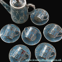Load image into Gallery viewer, Very Rare EDWARDIAN PARAGON Star Mark. Porcelain &amp; Applied Silver Cabaret Coffee Service
