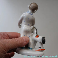 Load image into Gallery viewer, Very Rare Lomonosov SOVIET Figurine of a Little Boy with a Toy Rocking Horse

