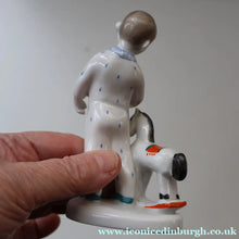 Load image into Gallery viewer, Very Rare Lomonosov SOVIET Figurine of a Little Boy with a Toy Rocking Horse

