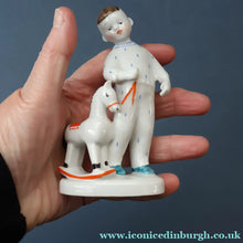 Load image into Gallery viewer, Very Rare Lomonosov SOVIET Figurine of a Little Boy with a Toy Rocking Horse
