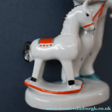 Load image into Gallery viewer, Very Rare Lomonosov SOVIET Figurine of a Little Boy with a Toy Rocking Horse
