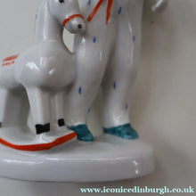 Load image into Gallery viewer, Very Rare Lomonosov SOVIET Figurine of a Little Boy with a Toy Rocking Horse
