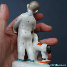 Load image into Gallery viewer, Very Rare Lomonosov SOVIET Figurine of a Little Boy with a Toy Rocking Horse
