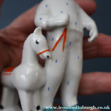 Load image into Gallery viewer, Very Rare Lomonosov SOVIET Figurine of a Little Boy with a Toy Rocking Horse
