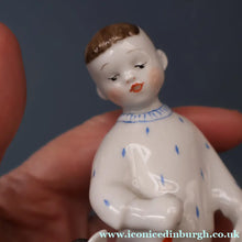 Load image into Gallery viewer, Very Rare Lomonosov SOVIET Figurine of a Little Boy with a Toy Rocking Horse
