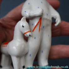 Load image into Gallery viewer, Very Rare Lomonosov SOVIET Figurine of a Little Boy with a Toy Rocking Horse
