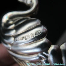 Load image into Gallery viewer, Victorian Hallmarked Silver Salt Dish and Spoons / Pin Cushions. Matching Swan Spoons In Fitted Case
