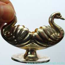 Load image into Gallery viewer, Victorian Hallmarked Silver Salt Dish and Spoons / Pin Cushions. Matching Swan Spoons In Fitted Case
