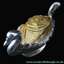 Load image into Gallery viewer, Victorian Hallmarked Silver Salt Dish and Spoons / Pin Cushions. Matching Swan Spoons In Fitted Case
