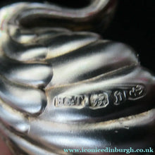 Load image into Gallery viewer, Victorian Hallmarked Silver Salt Dish and Spoons / Pin Cushions. Matching Swan Spoons In Fitted Case
