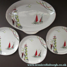 Load image into Gallery viewer, VERY RARE Vintage 1950s Meakin Fishing Pattern Plates: REGATTA PATTERN
