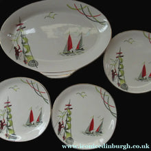 Load image into Gallery viewer, VERY RARE Vintage 1950s Meakin Fishing Pattern Plates: REGATTA PATTERN
