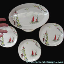 Load image into Gallery viewer, VERY RARE Vintage 1950s Meakin Fishing Pattern Plates: REGATTA PATTERN
