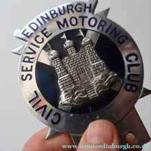 Load image into Gallery viewer, VERY RARE Vintage 1960s EDINBURGH Civil Service Motoring Club Car Badge
