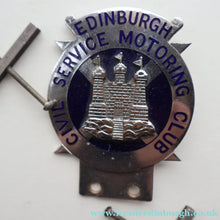 Load image into Gallery viewer, VERY RARE Vintage 1960s EDINBURGH Civil Service Motoring Club Car Badge
