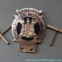 Load image into Gallery viewer, VERY RARE Vintage 1960s EDINBURGH Civil Service Motoring Club Car Badge
