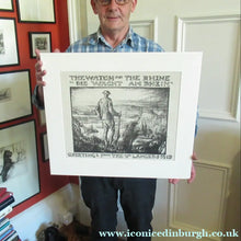 Load image into Gallery viewer, Frank Brangwyn WWI Proof for a Poster. Lithograph. Watch on the Rhine 9th Lancers. Pencil Signed
