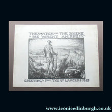 Load image into Gallery viewer, Very Rare WWI PROOF Lithograph by Frank Brangwyn. Watch on the Rhine / Greetings from the 9th Lancers. 1918. Pencil Signed
