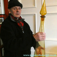 Load image into Gallery viewer, VERY TALL Golden Amber Glass GENIE Vase with Original Hollow Hand Blown Stopper. 27 inches
