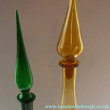 Load image into Gallery viewer, VERY TALL Golden Amber Glass GENIE Vase with Original Hollow Hand Blown Stopper. 27 inches (68.5 cm) - European Glass

