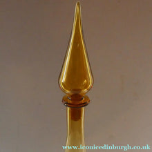 Load image into Gallery viewer, VERY TALL Golden Amber Glass GENIE Vase with Original Hollow Hand Blown Stopper. 27 inches
