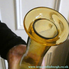 Load image into Gallery viewer, VERY TALL Golden Amber Glass GENIE Vase with Original Hollow Hand Blown Stopper. 27 inches

